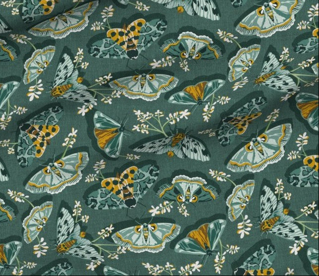 Workshop Fabric (Emerald Moths)