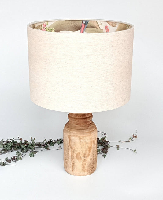 Glow&Co Peek-A-Boo: Tropical Blush & Natural Linen Lampshade